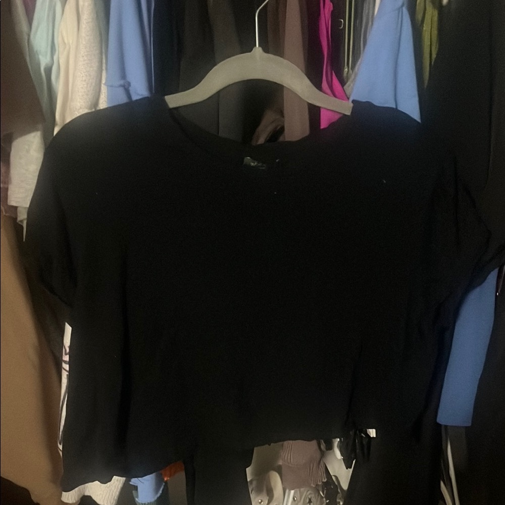 Wild Fable Black Boxy Crop T-Shirt